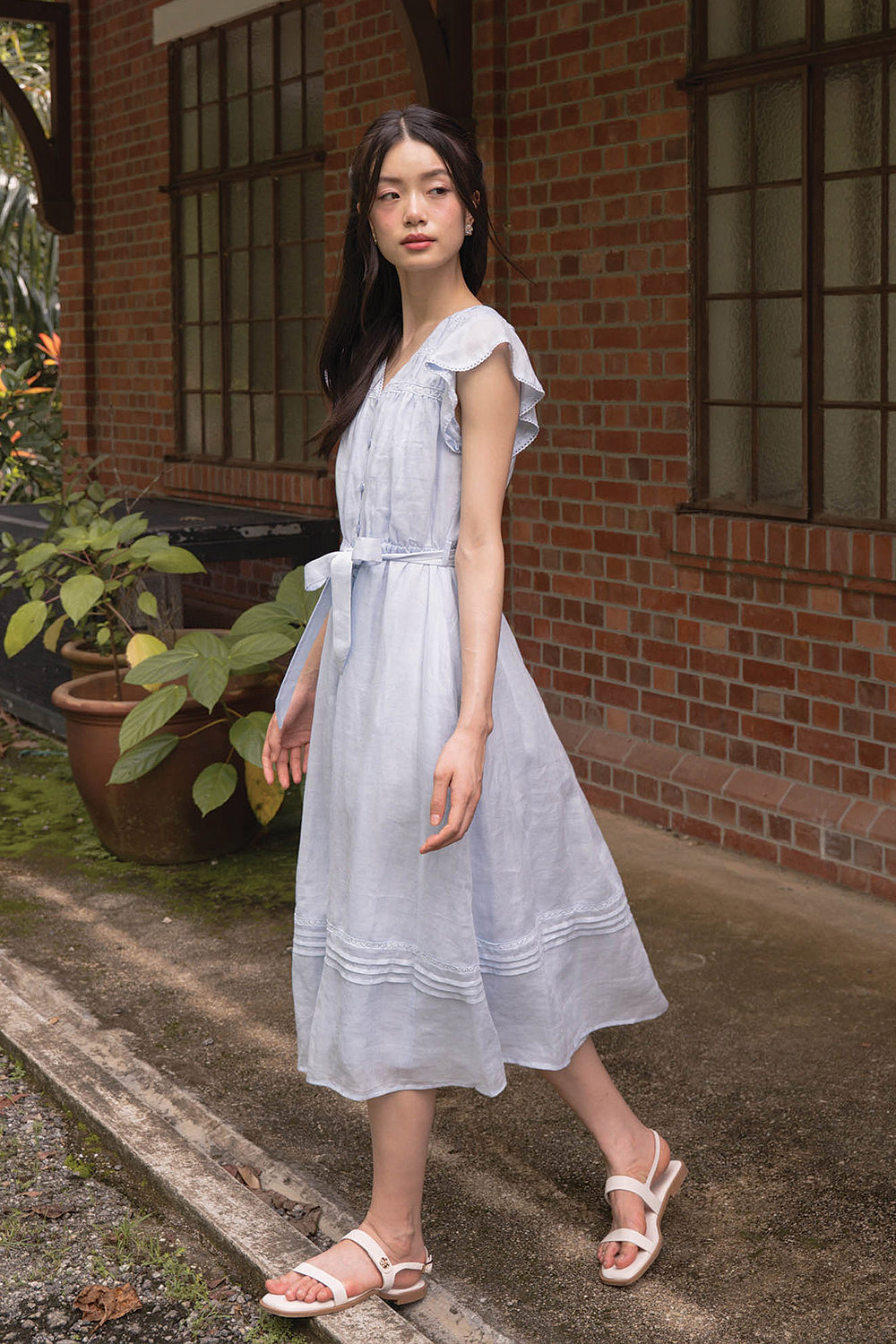 Floret Flutter Dress (Cloud Blue)