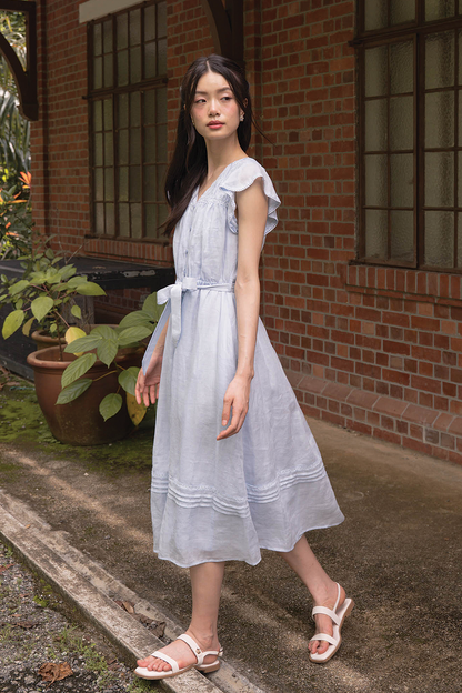 Floret Flutter Dress (Cloud Blue)