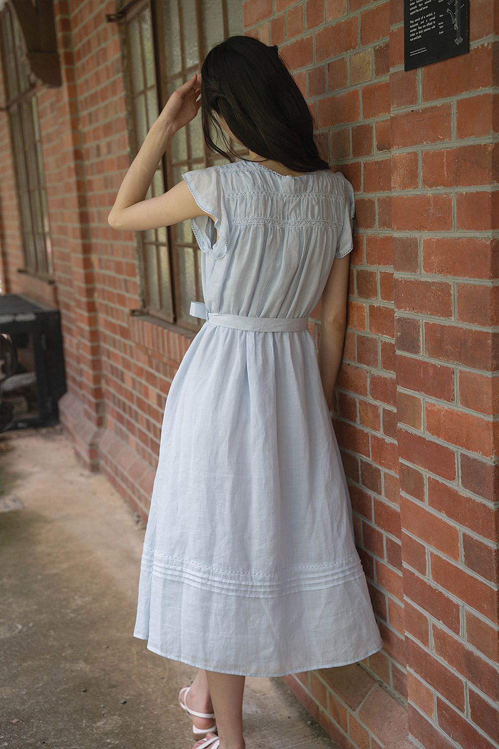 Floret Flutter Dress (Cloud Blue)