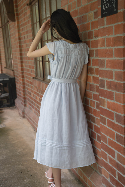 Floret Flutter Dress (Cloud Blue)
