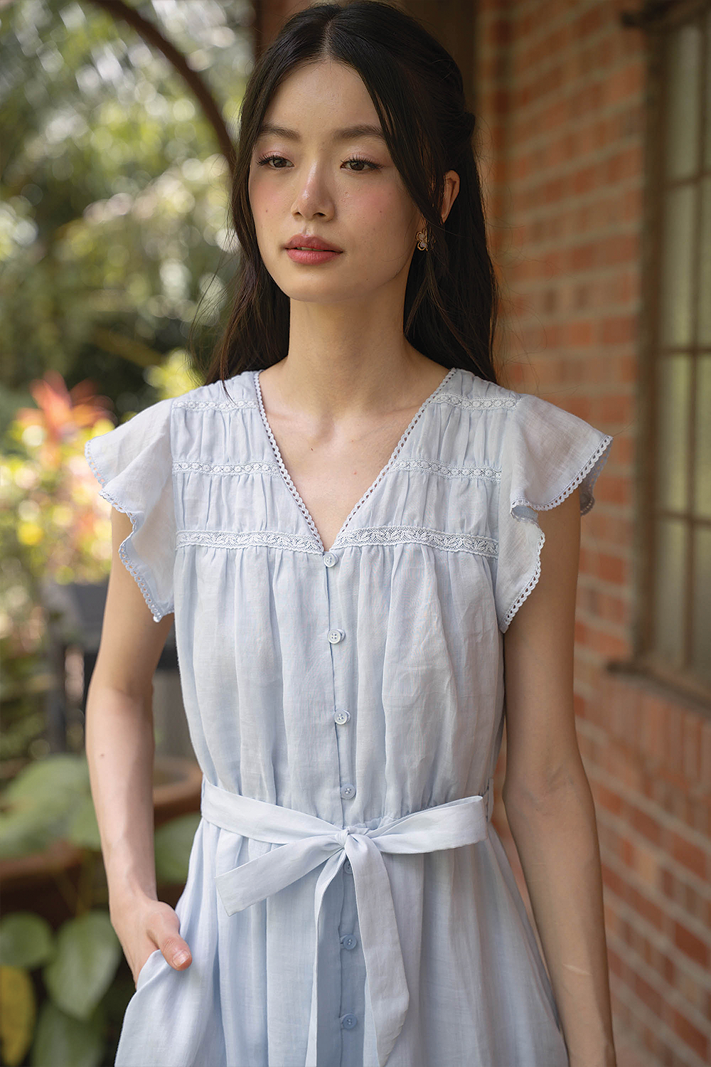 Floret Flutter Dress (Cloud Blue)