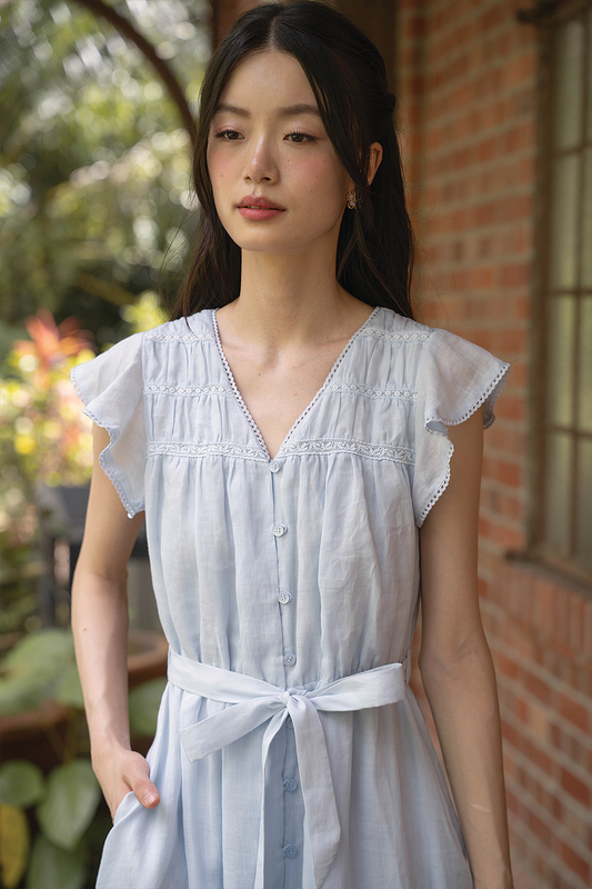 Floret Flutter Dress (Cloud Blue)