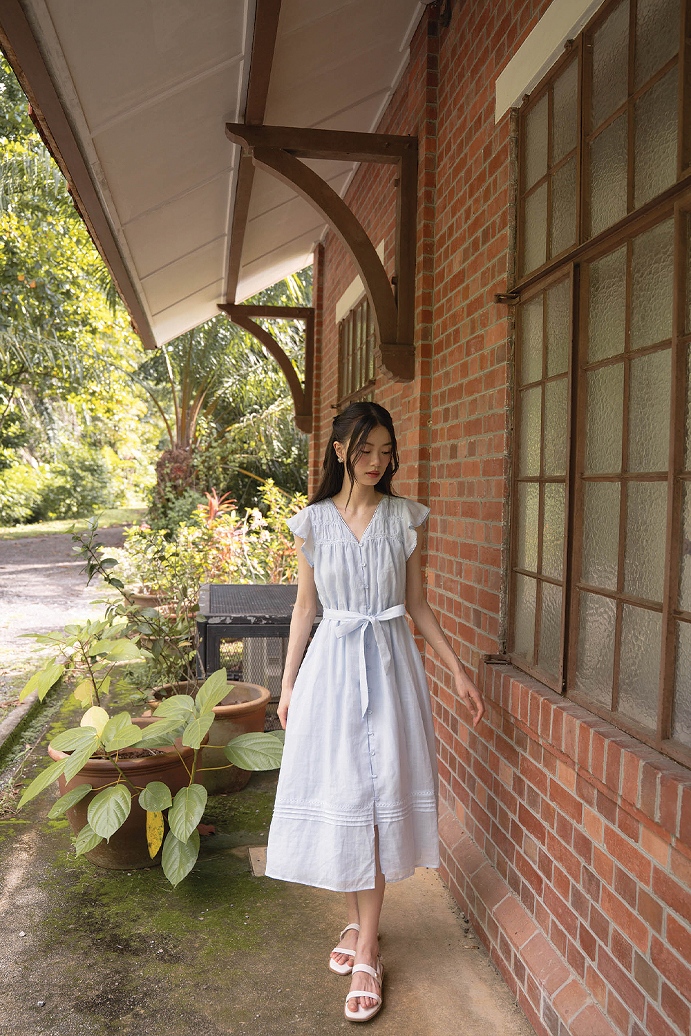 Floret Flutter Dress (Cloud Blue)