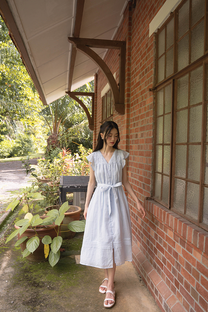 Floret Flutter Dress (Cloud Blue)