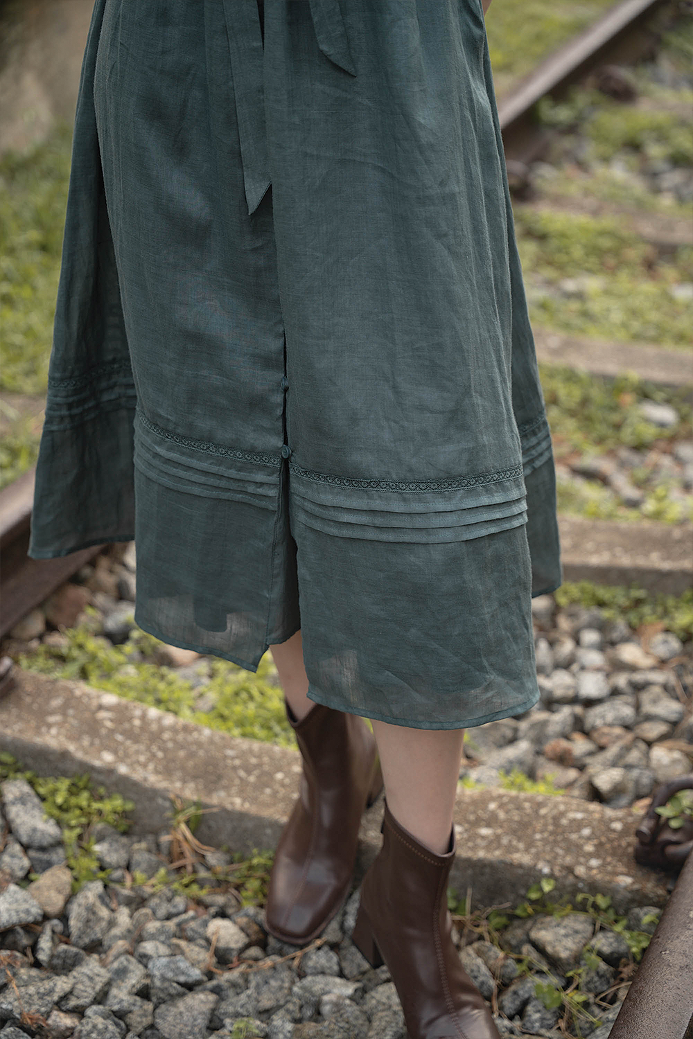 Floret Flutter Dress (Midnight Teal)
