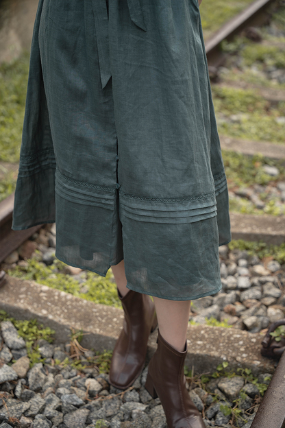 Floret Flutter Dress (Midnight Teal)