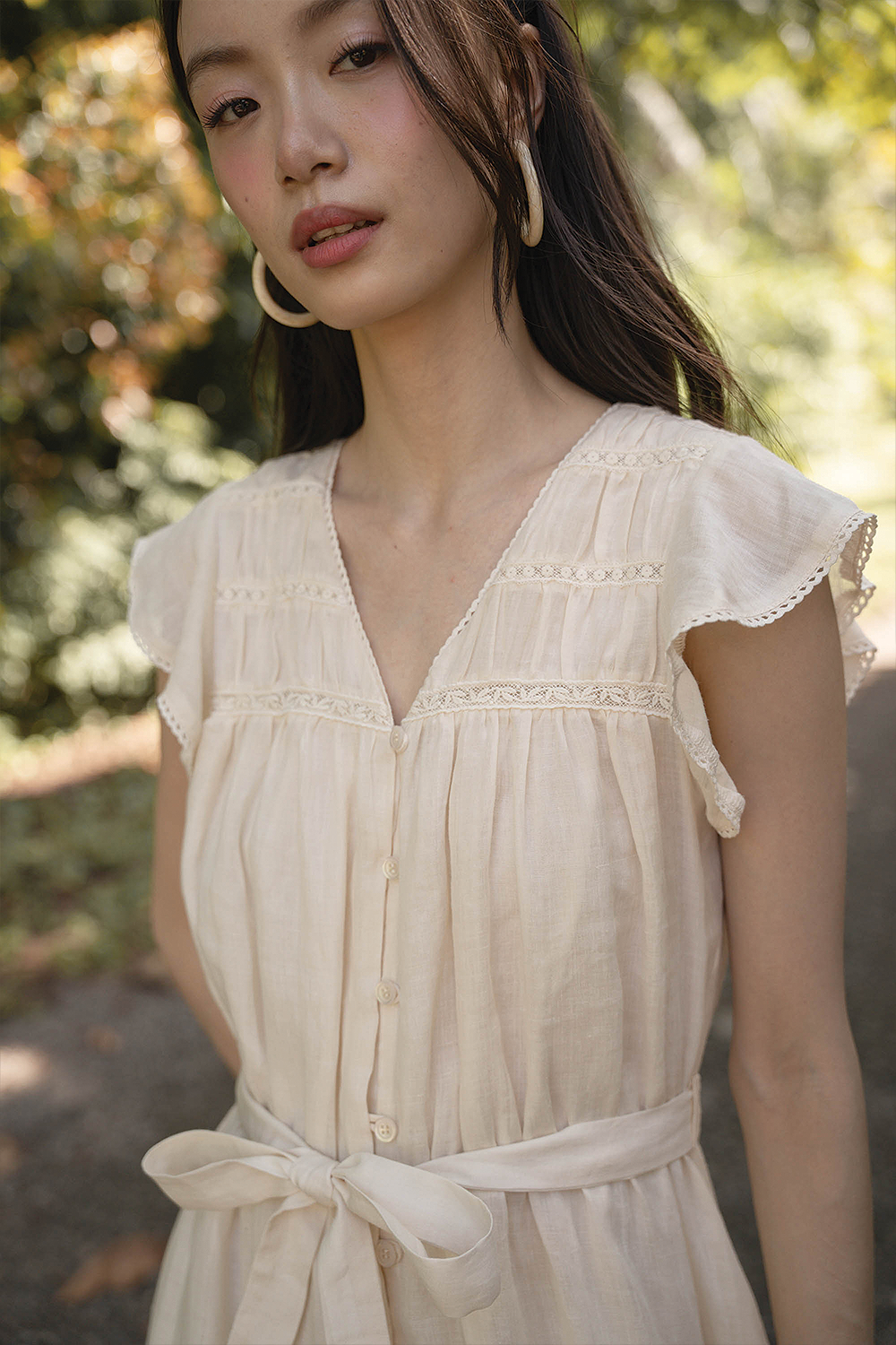 Floret Flutter Dress (Soft Oat)