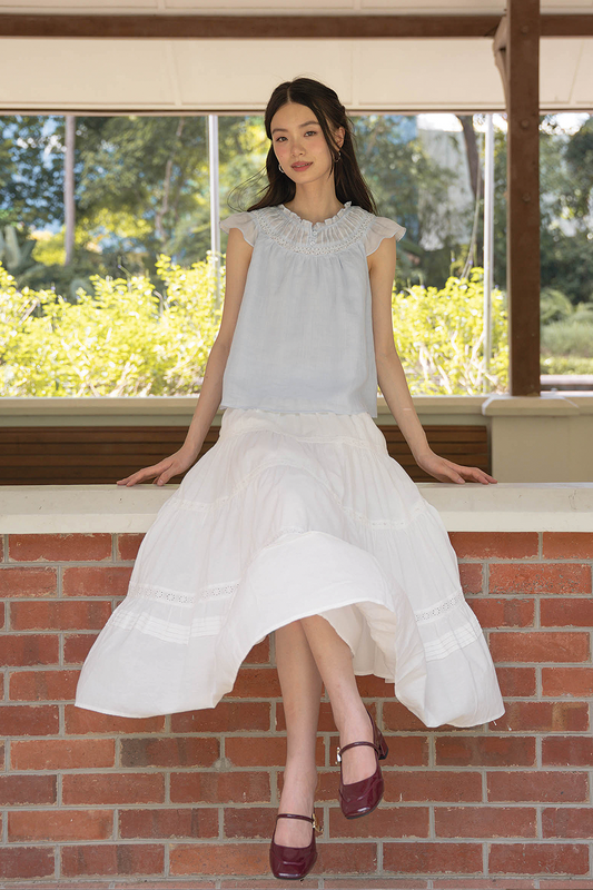 Floret Gathered Blouse (Cloud Blue)