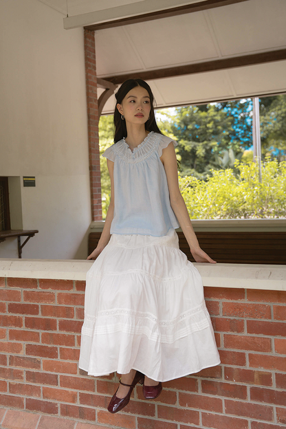 Floret Gathered Blouse (Cloud Blue)