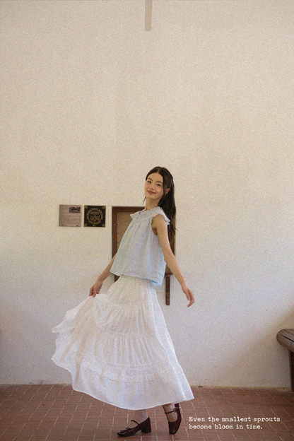 Floret Gathered Blouse (Cloud Blue)