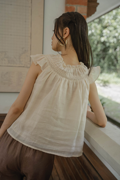 Floret Gathered Blouse (Soft Oat)