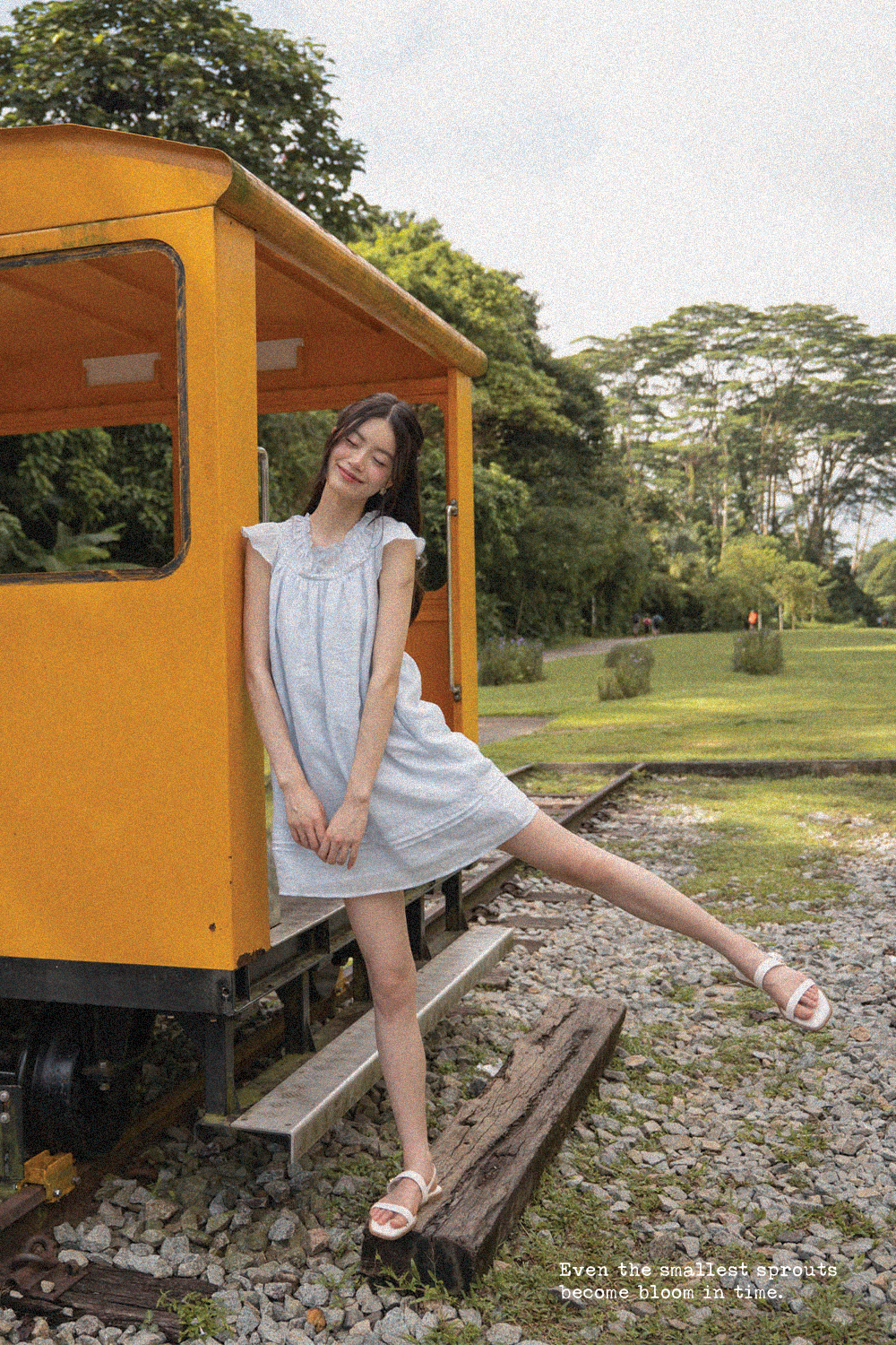 Floret Gathered Dress (Cloud Blue)