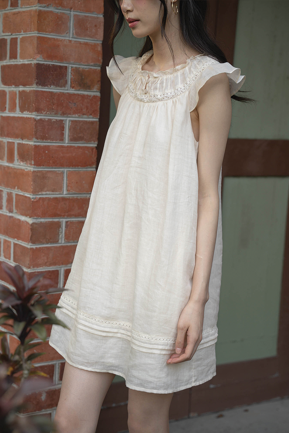 Floret Gathered Dress (Soft Oat)