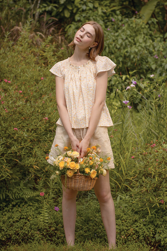 Hana Gathered Neck Blouse (Primrose Yellow)