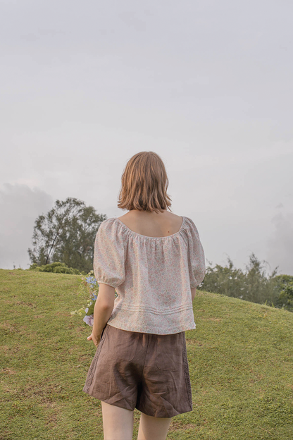 Hana Puffy Sleeved Blouse (Hydrangea Blue)