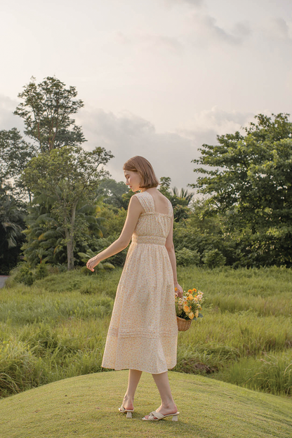 Hana Ruffle Shirred Dress (Primrose Yellow)
