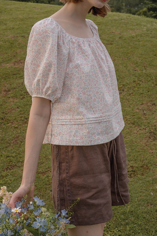 Hana Puffy Sleeved Blouse (Hydrangea Blue)
