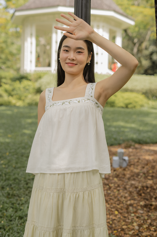 Lily of the Valley Embroidery Tent Top (White)