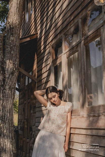 Poppies Button Blouse (Vibrant Blue)