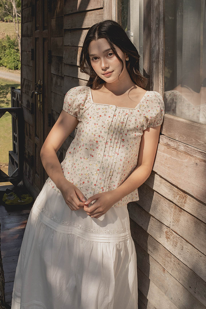 Poppies Button Blouse (Vibrant Blue)