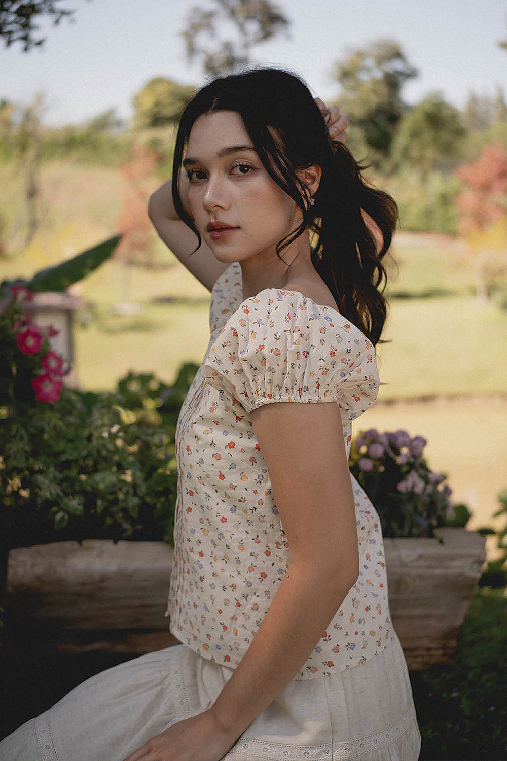 Poppies Button Blouse (Vintage Lilac)