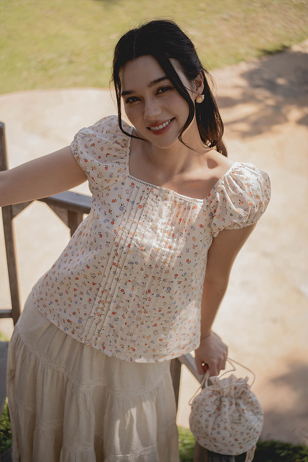 Poppies Button Blouse (Vintage Lilac)