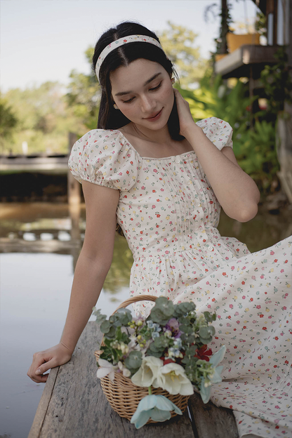 Poppies Button Dress (Vibrant Blue)