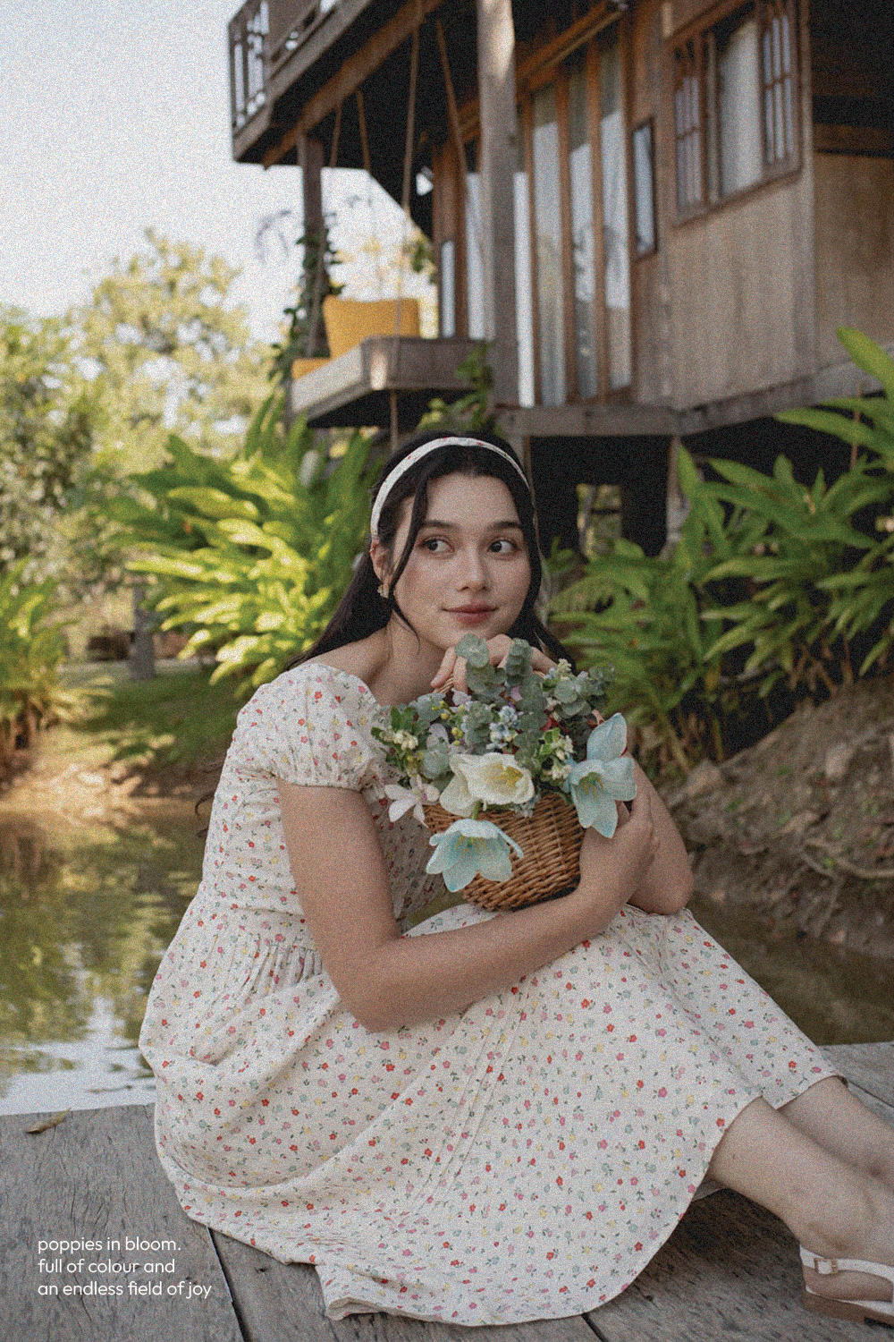 Poppies Button Dress (Vibrant Blue)