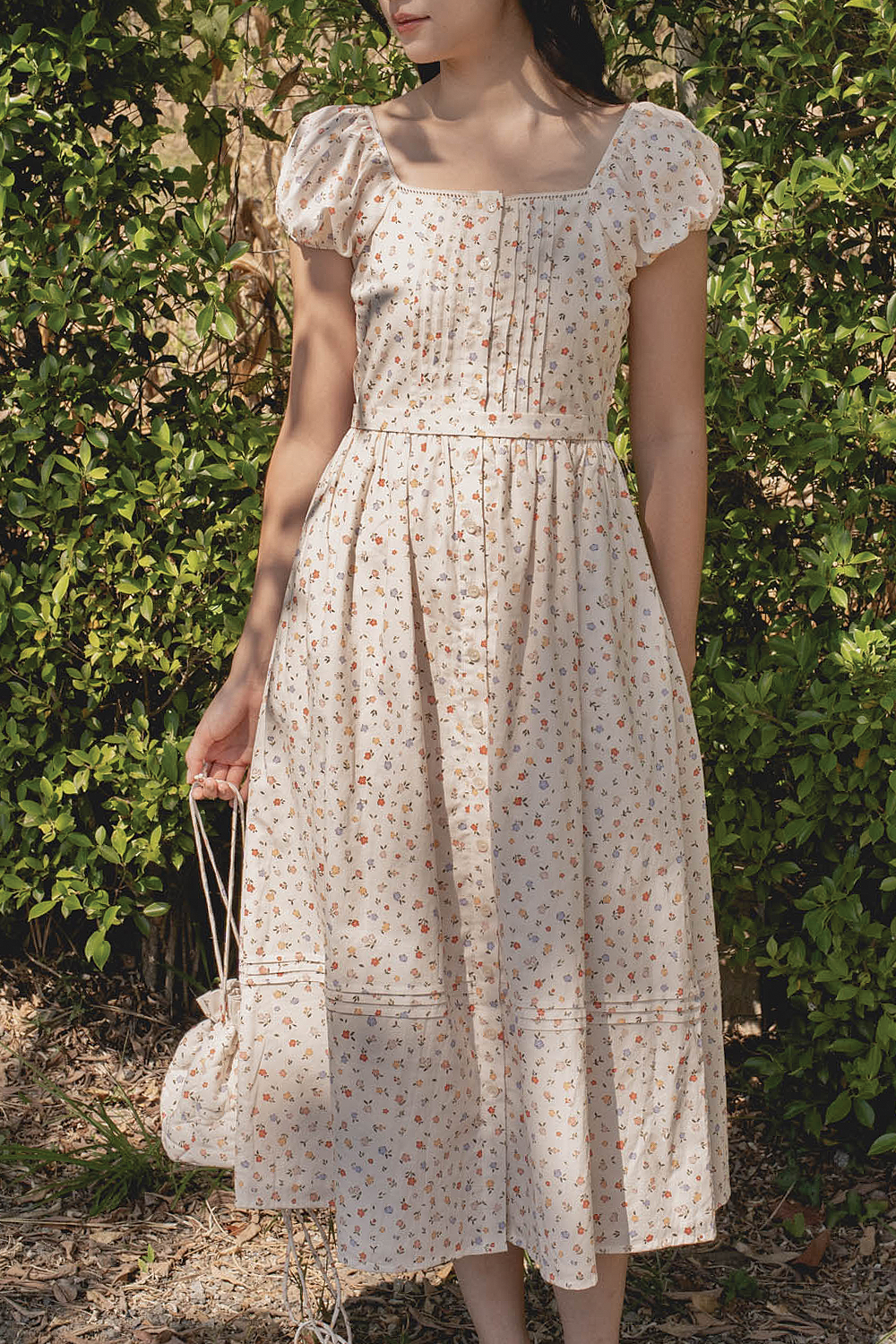 Poppies Button Dress (Vintage Lilac)