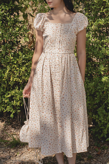 Poppies Button Dress (Vintage Lilac)