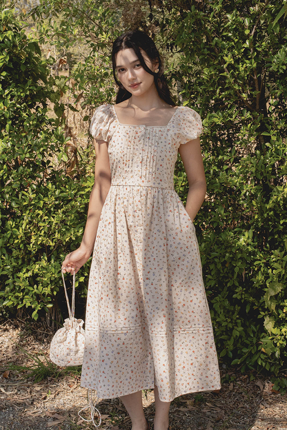 Poppies Button Dress (Vintage Lilac)