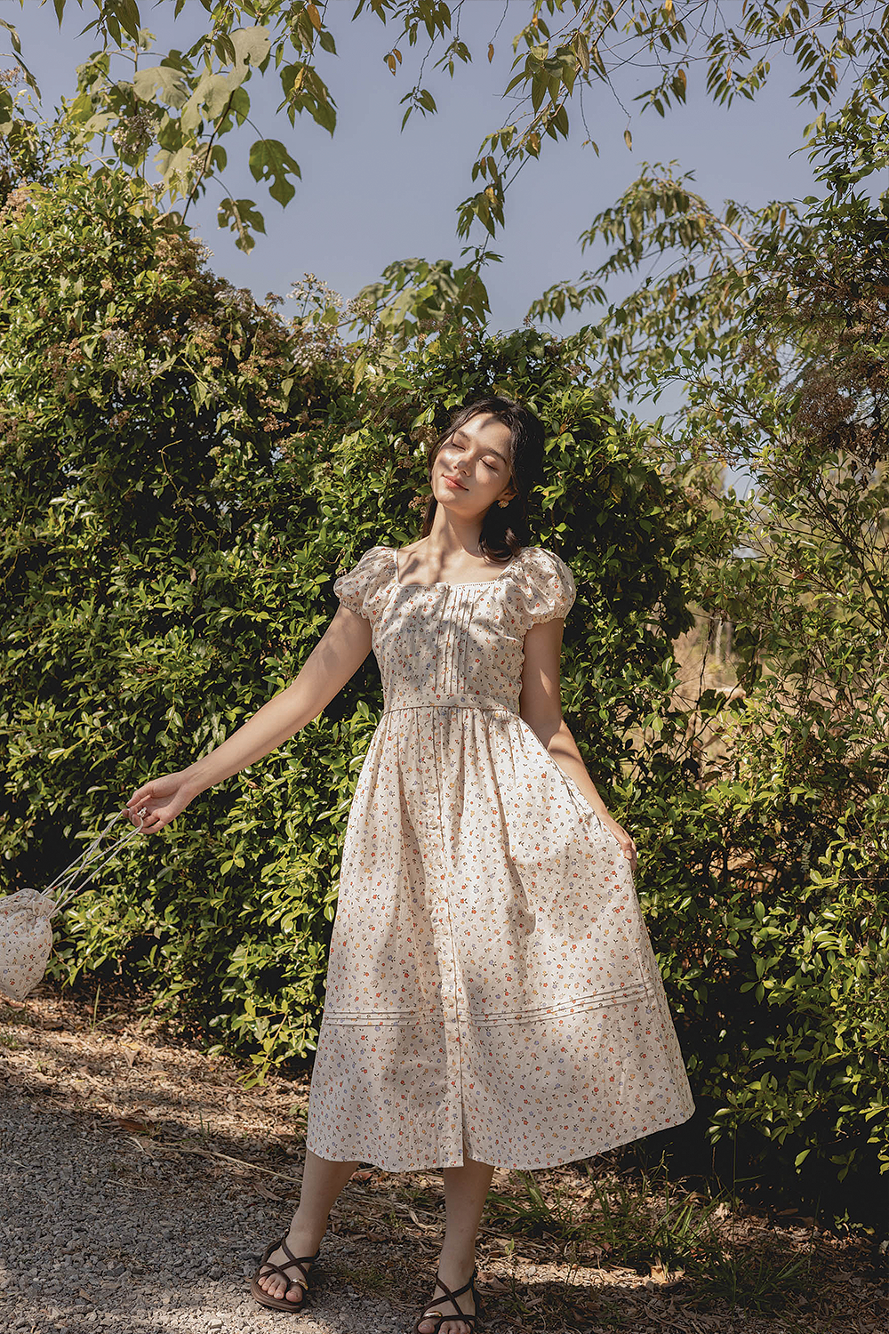 Poppies Button Dress (Vintage Lilac)