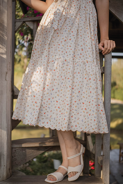 Poppies Scallop Hem Dress (Vintage Lilac)