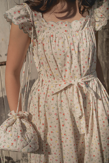 Poppies Scallop Hem Dress (Vibrant Blue)