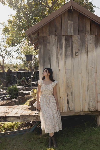 Poppies Scallop Hem Dress (Vibrant Blue)