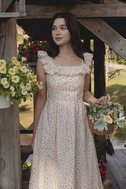 Poppies Square Ruffle Dress (Vintage Lilac)