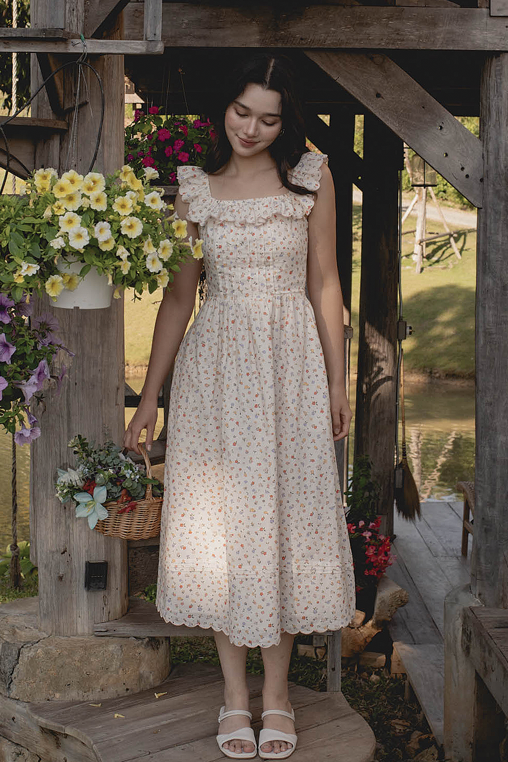 Poppies Square Ruffle Dress (Vintage Lilac)