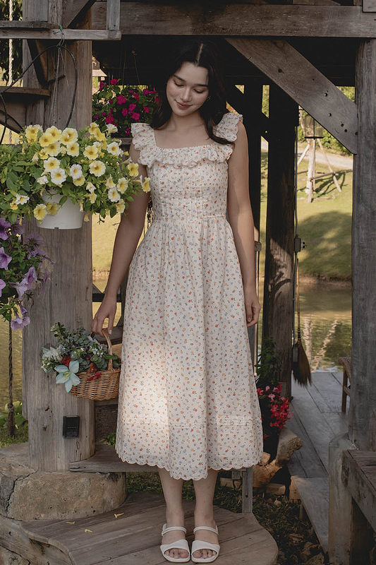 Poppies Square Ruffle Dress (Vintage Lilac)