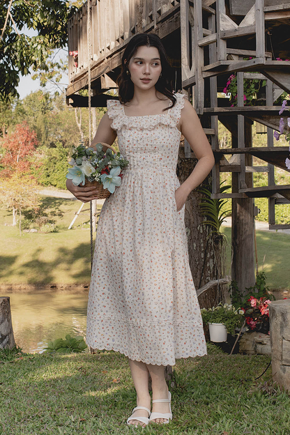 Poppies Square Ruffle Dress (Vintage Lilac)