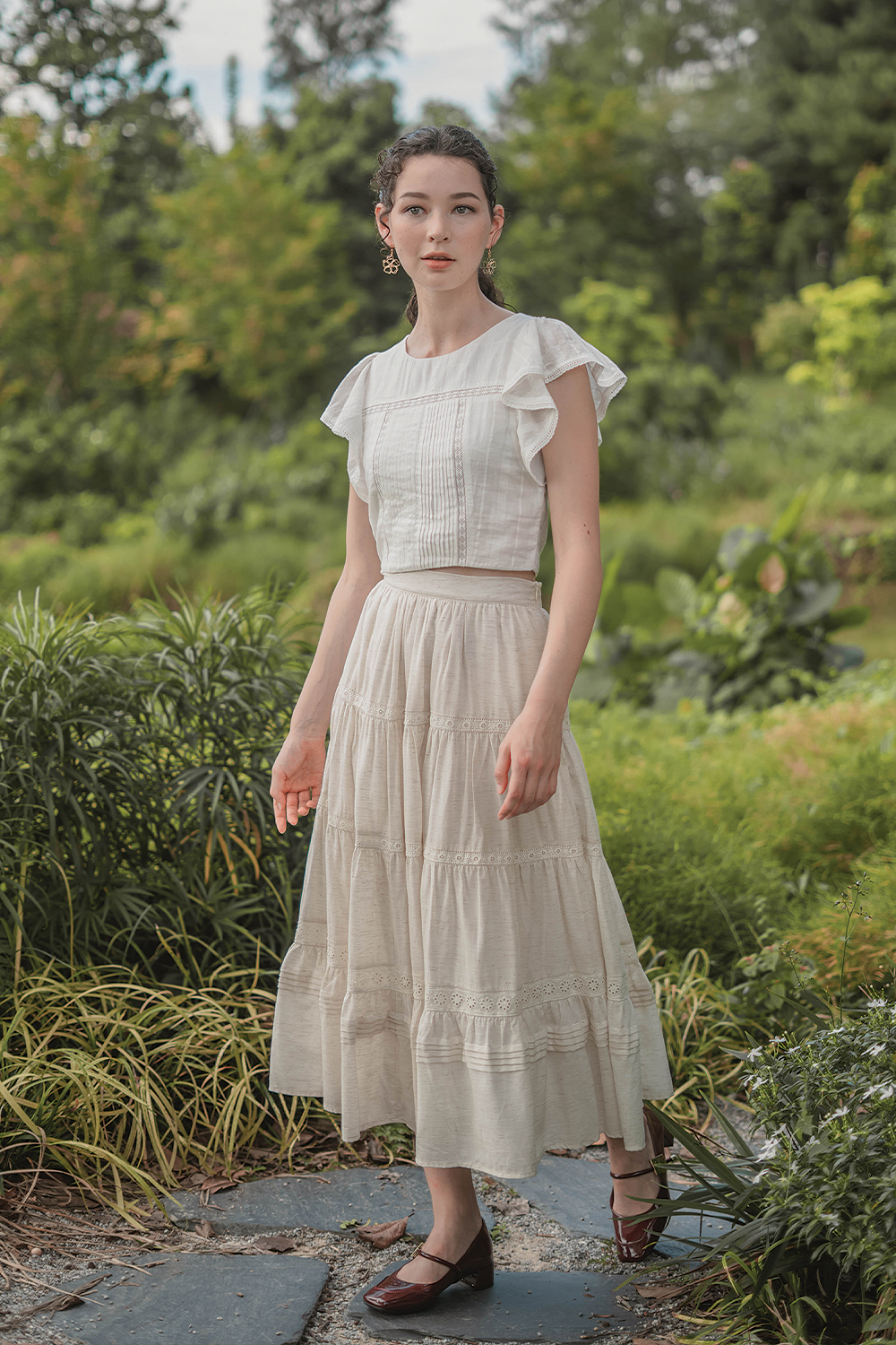 Shoji Flutter Top (White)