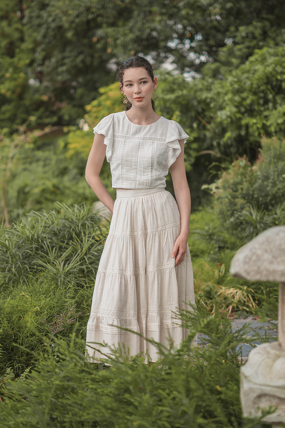 Shoji Flutter Top (White)