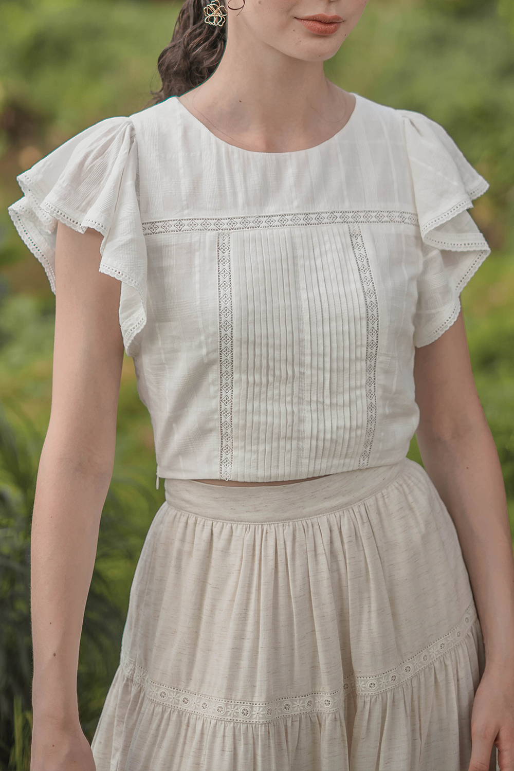 Shoji Flutter Top (White)