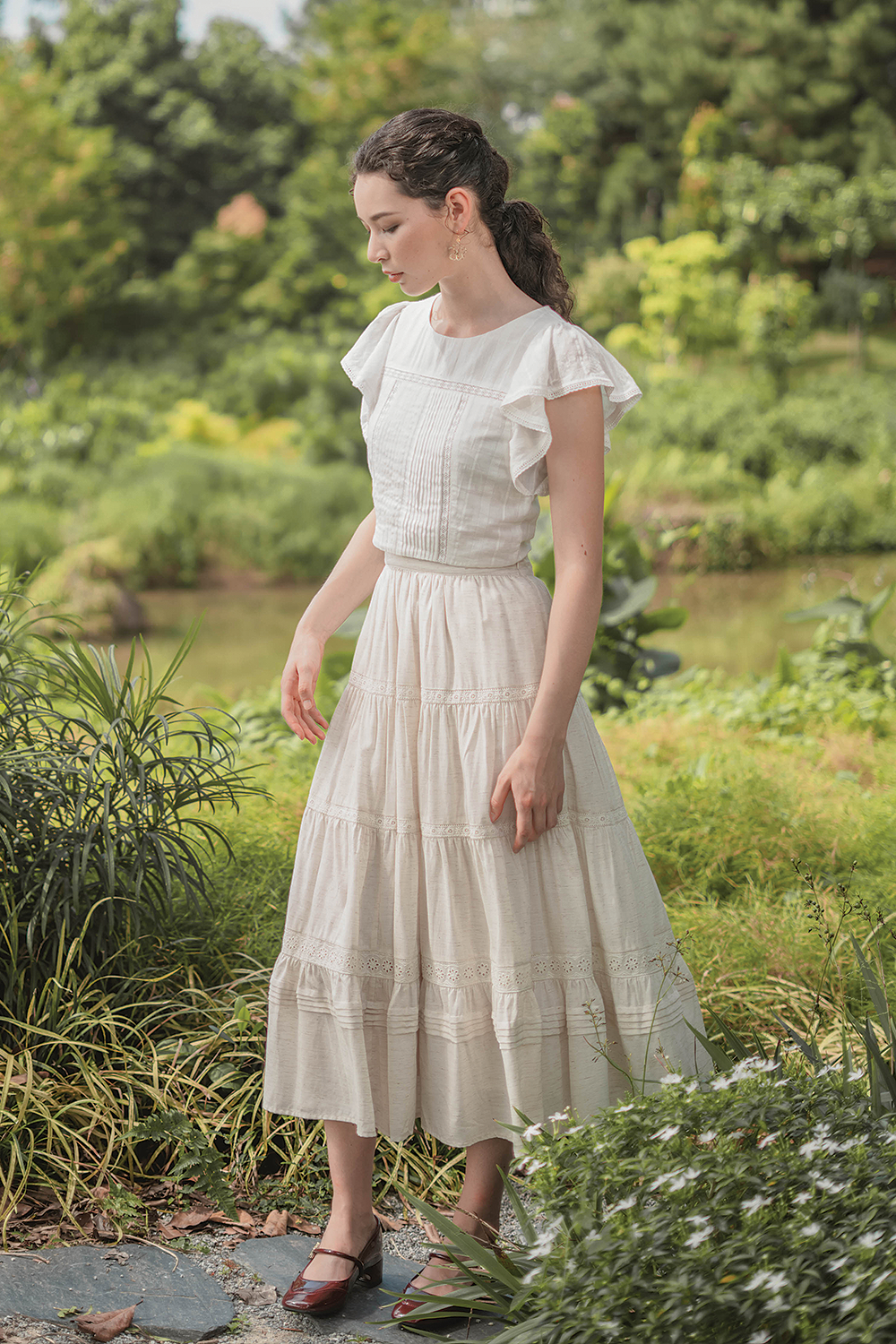 Shoji Flutter Top (White)