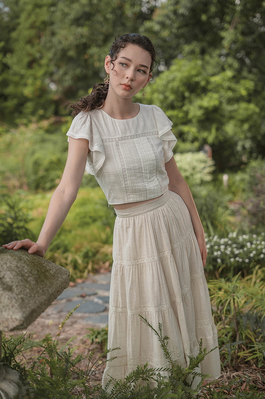 Shoji Flutter Top (White)