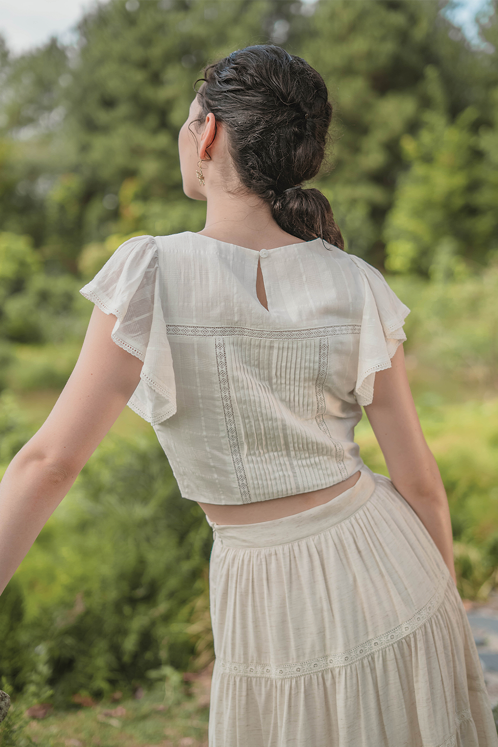 Shoji Flutter Top (White)