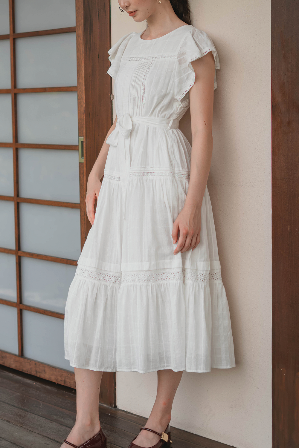 Shoji Flutter Tiered Dress (White)