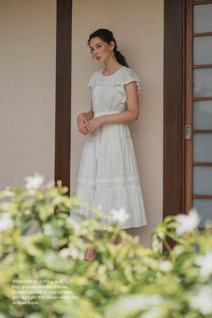 Shoji Flutter Tiered Dress (White)