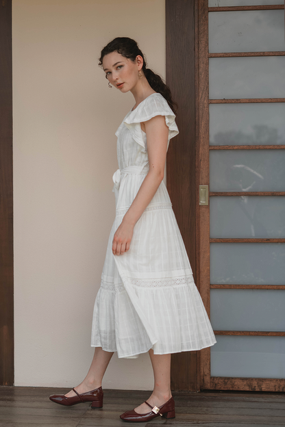 Shoji Flutter Tiered Dress (White)