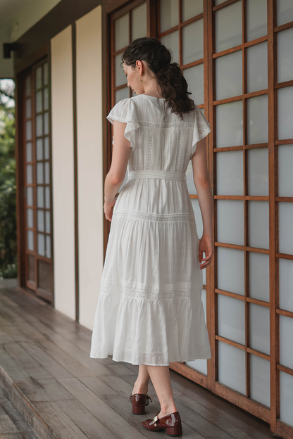 Shoji Flutter Tiered Dress (White)