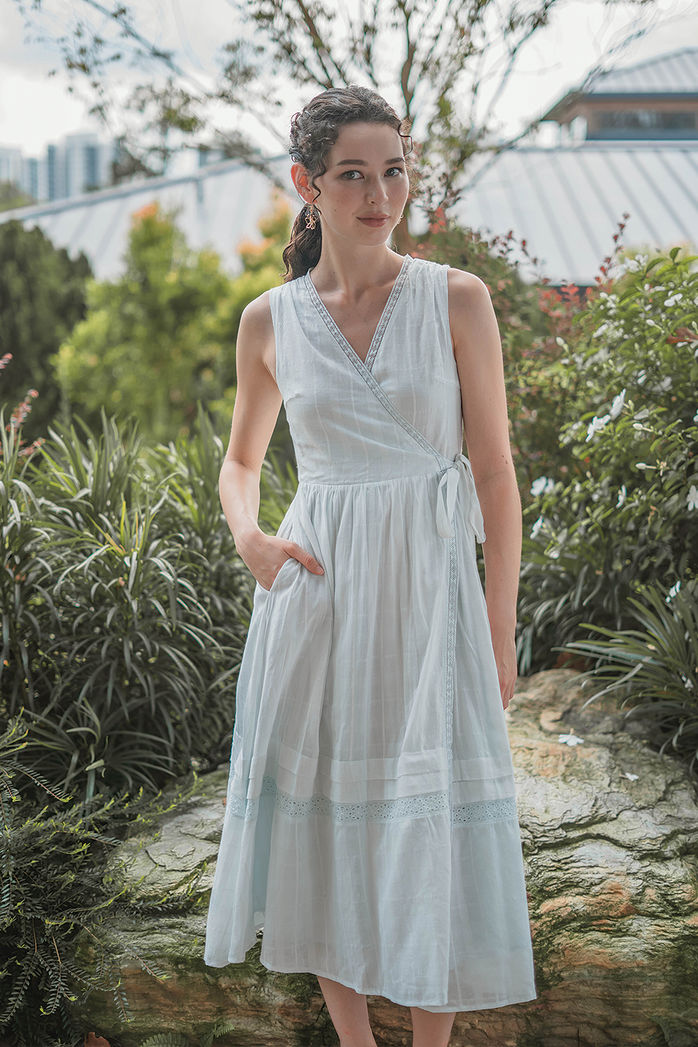 Shoji Wrap Dress (Skylight)